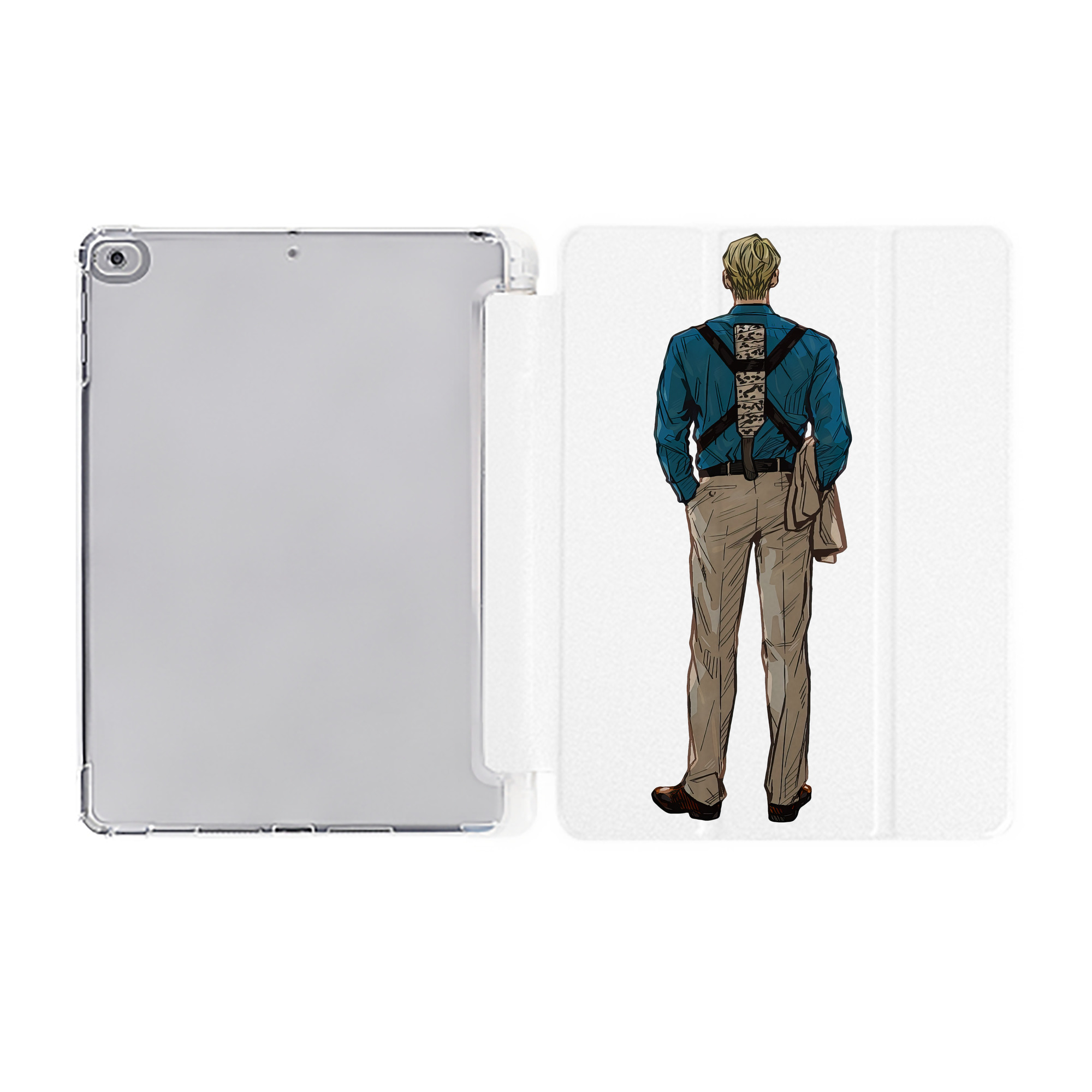 （画像用） 呪術廻戦 Jujutsu Kaisen IPad ケース ペン収納付き 三つ折りスタンド PUレザー×シリコン 対応機種9.5/10.5/10.9インチ
